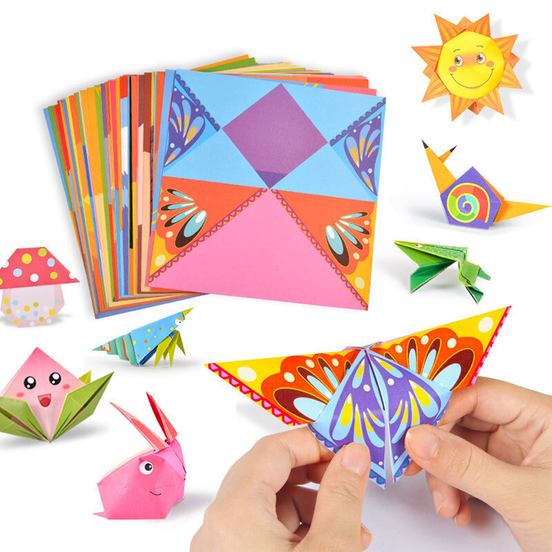 54 страниц 3D оригами, бумага для творчества, детские игрушки, Мультяшные животные, ручная работа, бумага для творчества, обучающая игрушка Монтессори для детей