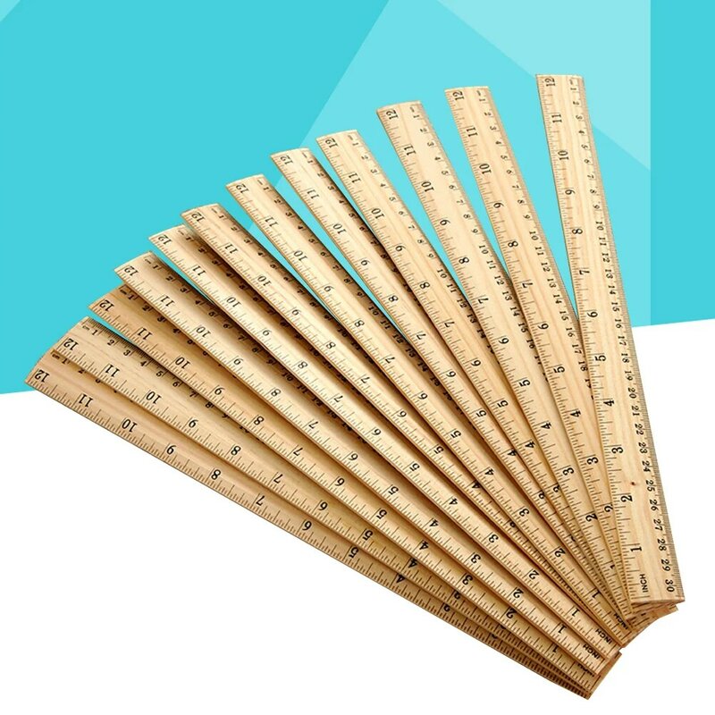 Chaiers-regla recta de doble escala para oficina, suministros de madera para escuela, 30 piezas