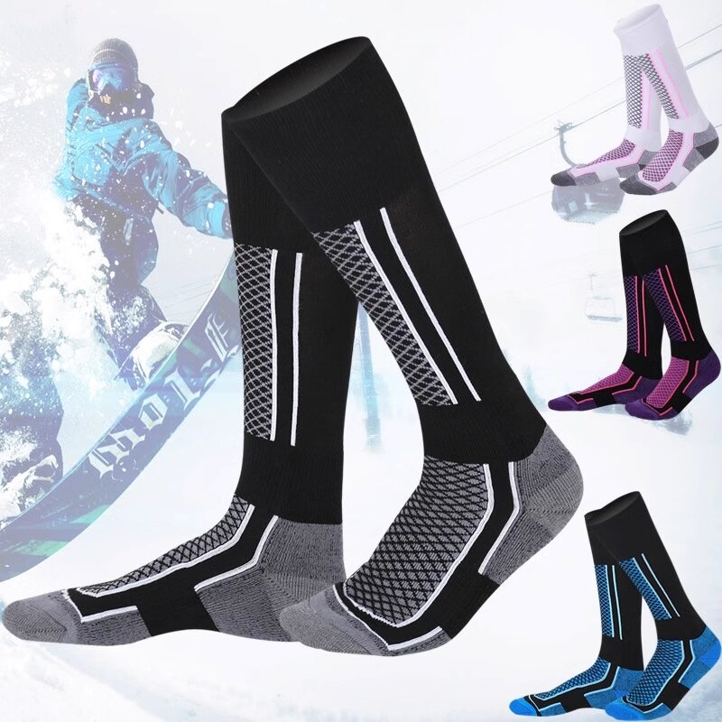 1 Pair Wool Thermal Ski Socks Thick Men Women Winter Long Warm Compression Socks For Hiking Snowboarding Climbing Sports Socks
