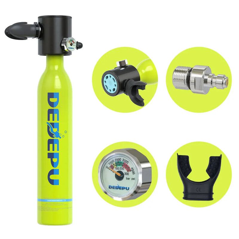 DEDEPU-Equipamento de mergulho, Dispositivo de respiração subaquática, tanque de oxigênio ao ar livre, 5-10 minutos, 0.5L