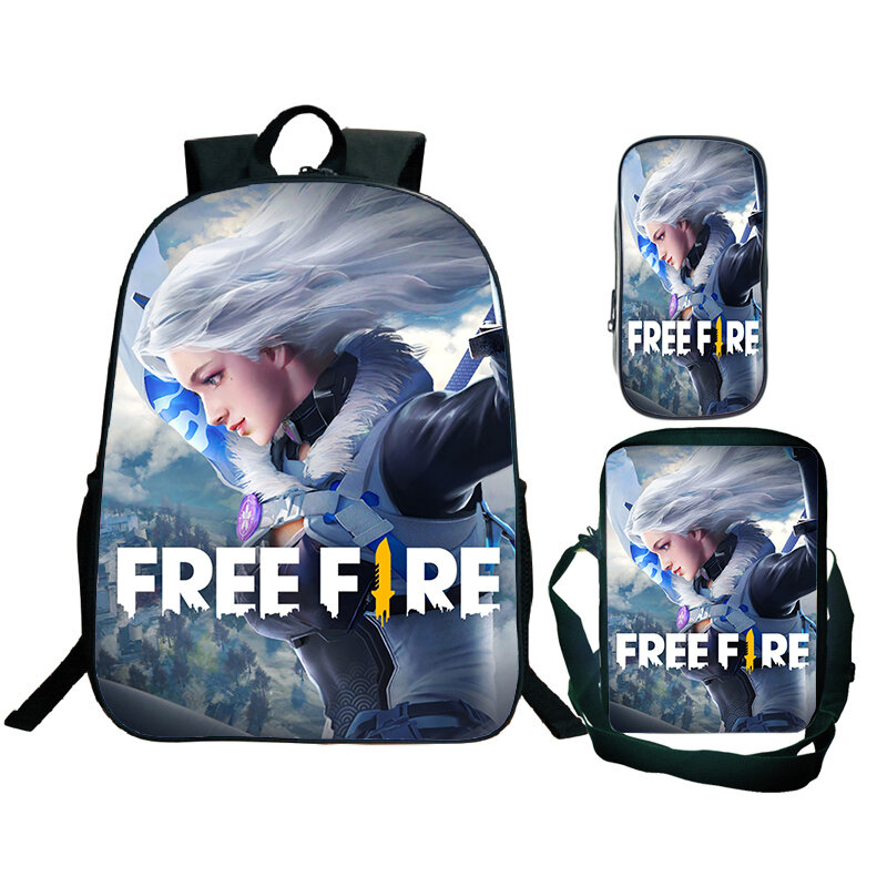 3d Print Free Fire Game Backpack 3pcs/set 16 Inch Large Capacity School Bags for Boys Girls Bookbag Students Travel Backpacks