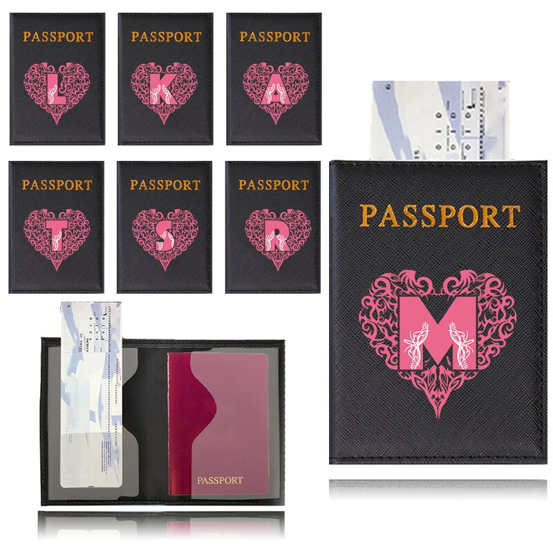 PUレザーパスポートカバー、愛の手紙のパターン、パスポートホルダー、財布ギフト、カードケース、ユニセックス、シンプルなファッション、新品
