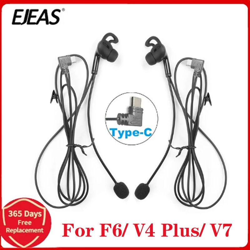 Fone de ouvido de árbitro intra-auricular para EJEAS, tipo C, USB C, interfones, V4 Plus, FBIM F6, 1pc