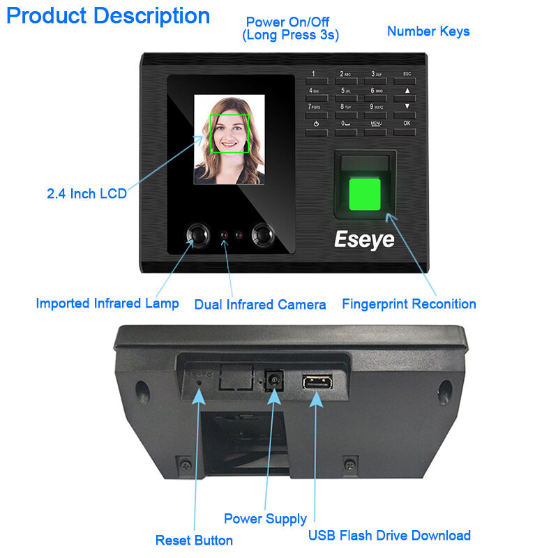 Máquina de tarjeta perforadora de reconocimiento facial Control de acceso de asistencia inteligente máquina todo en uno máquina de asistencia a la Oficina