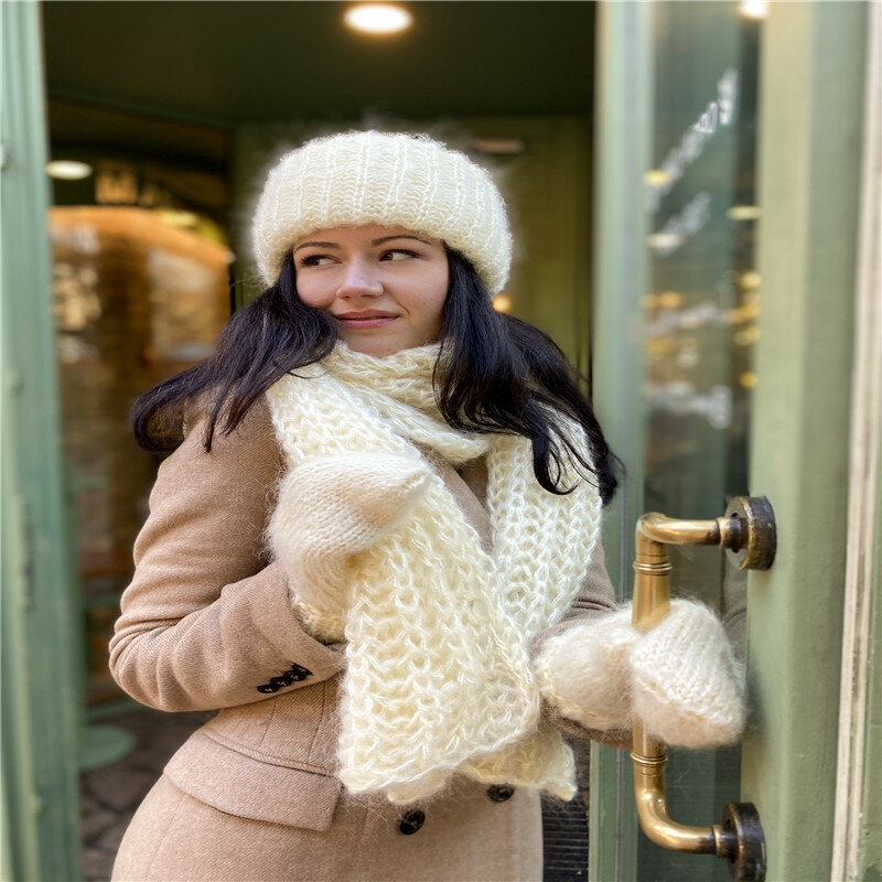 3 개/대 여성 니트 모자 스카프 장갑 따뜻한 겨울 솔리드 컬러 패션 액세서리 추운 날씨