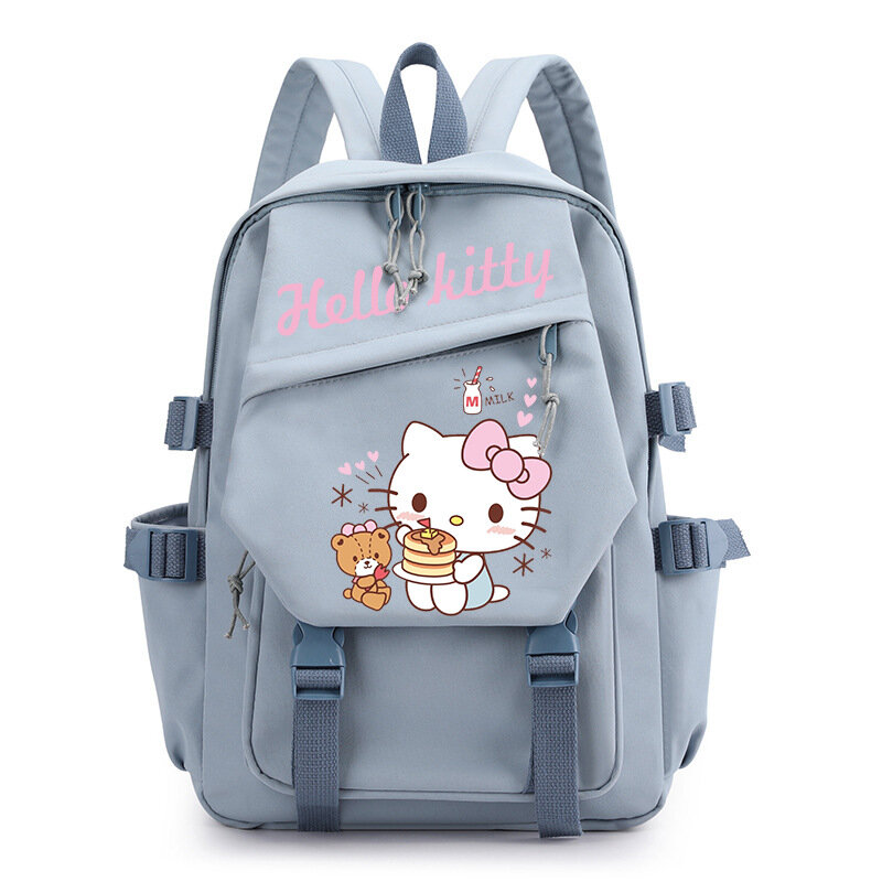MINISO-Olá Kitty Student Schoolbag, impressão dos desenhos animados, leve, bonito, computador, mochila de lona, novo