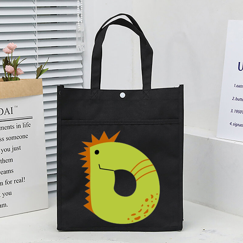 Dinosaur Initial Print Children's Tuition School Bag Boys Carry Bag for Kids Hand-carry Tuition Bags Cartoon Student Totes Pouch