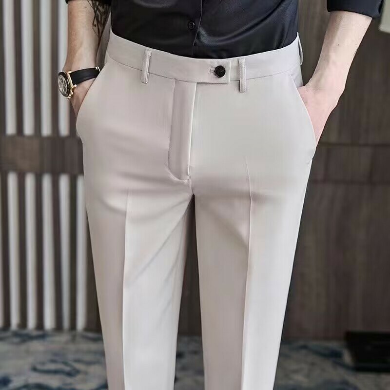 Pantalones informales coreanos para hombre, pantalones de traje de alta calidad, transpirables y cómodos, pantalones de chándal para hombre