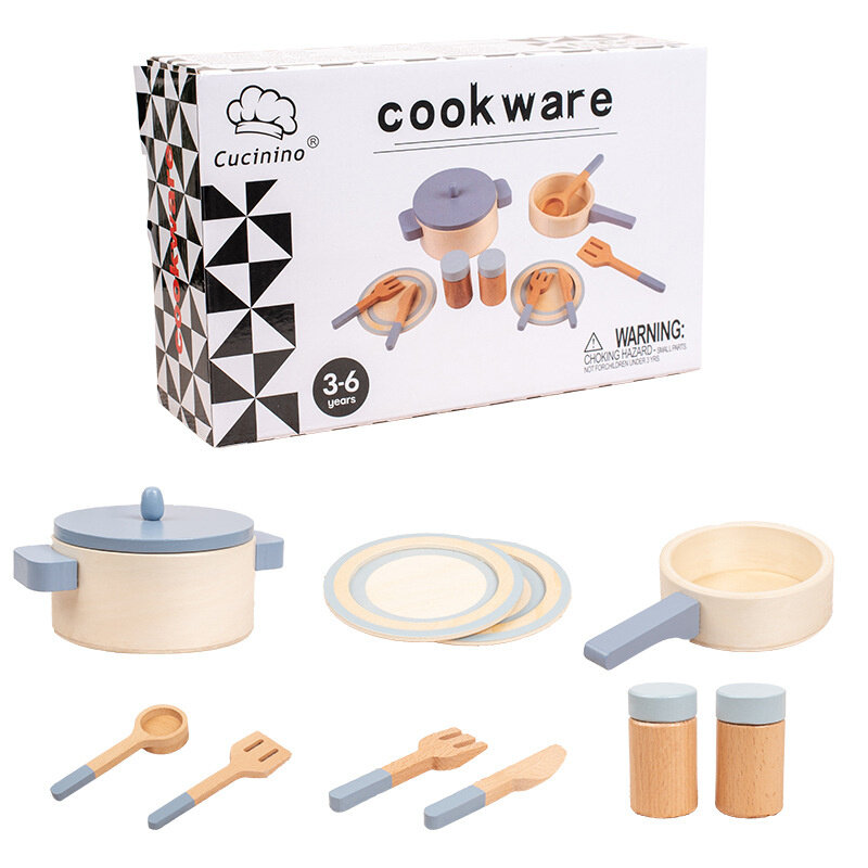 Mini utensilios de cocina de madera para niños, olla, sartén, juego de simulación, juguetes educativos para la casa, juguete para niñas