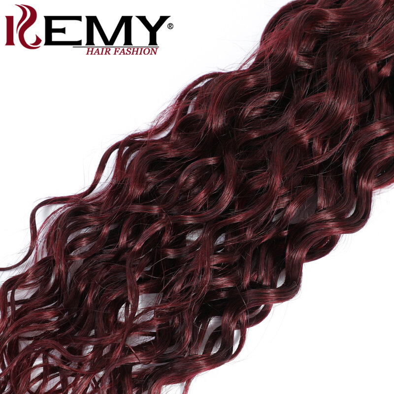 Water Wave Human Hair Bundles 99J Dark Burgundy Human Hair Weave Bundles 8-26 Inches Brazilian Remy Hair Bundle Deals 1/3/4 PCS