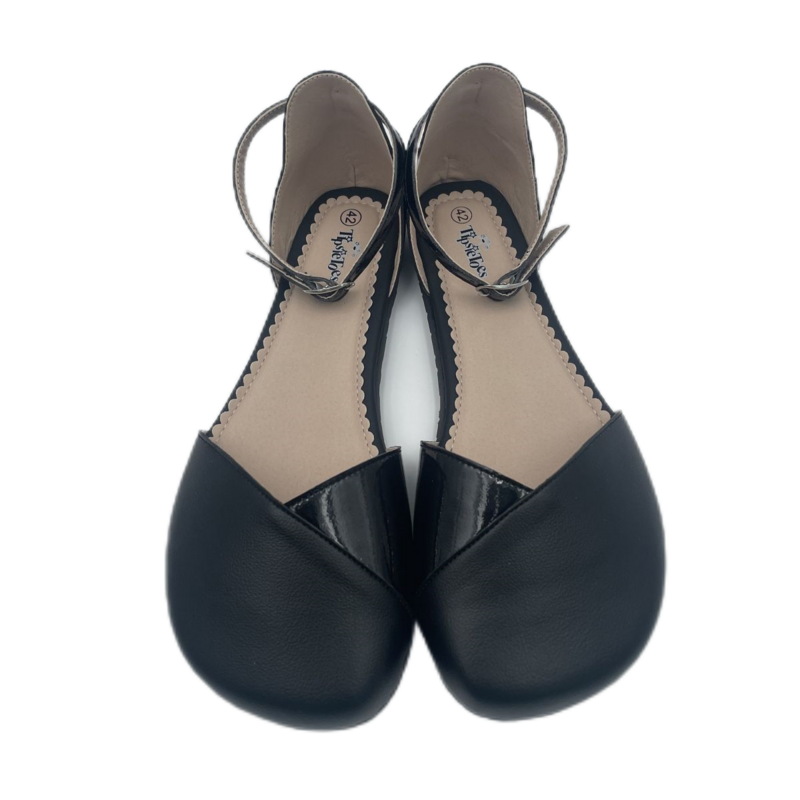 Tipsietoes 2024 sandal datar kulit asli, sandal wanita dengan sol lembut nol jatuh lebih lebar kotak jari kaki ringan musim panas
