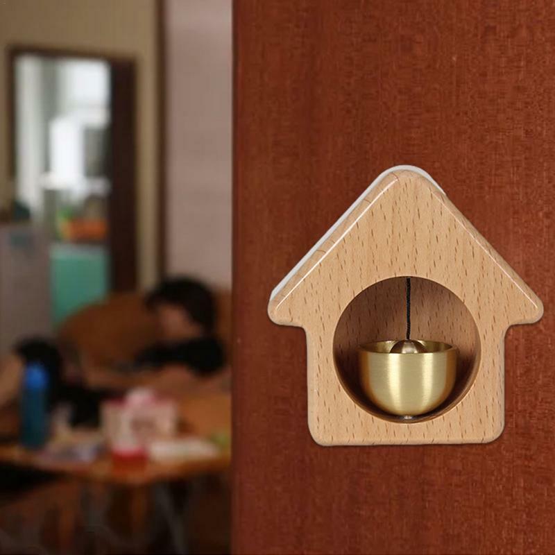 Campana de puerta de madera con forma de casa, imanes de nevera decorativos, timbre de negocios, apertura de puerta decorativa