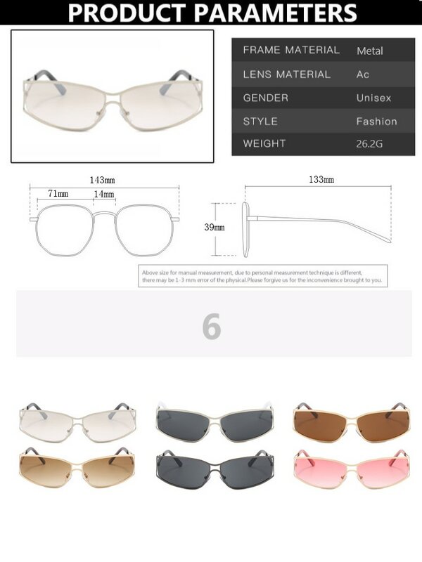 Y2k Sonnenbrille Frauen Männer übergroße Marke Designer Farbverlauf Brille Sonnenbrille Steampunk Brille Schatten Brillen Spiegel Brillen