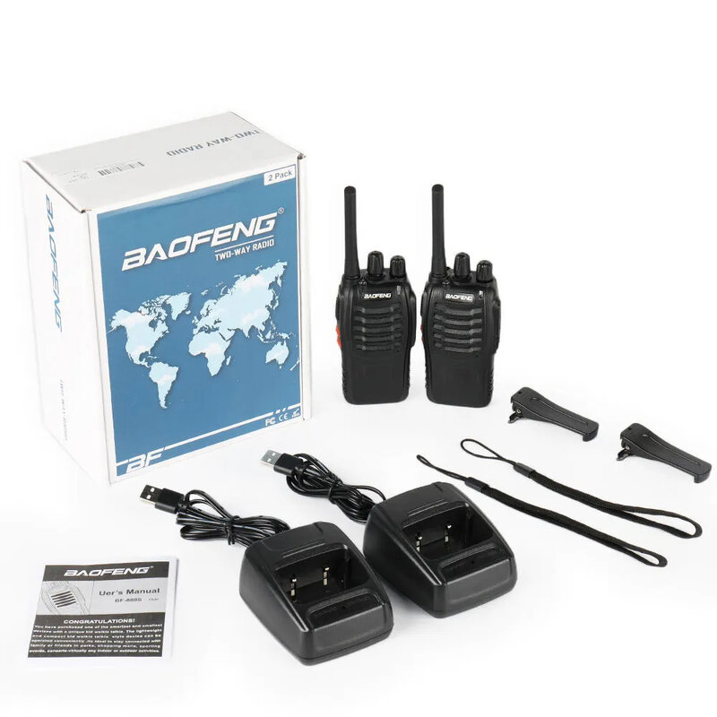 Baofeng-walkie-talkie BF-88E de largo alcance, Radio bidireccional de mano con cargador, PMR446MHz, 1500mAh, 2 unids/lote por paquete