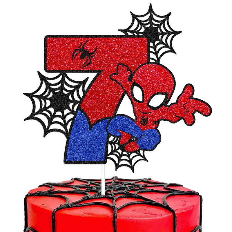 Festa de aniversário 4-8 Digital Spider Man Tema Bolo Toppers Bandeira Decorações Eventos de Aniversário Festa Escolhas Suprimentos 1 pçs/lote