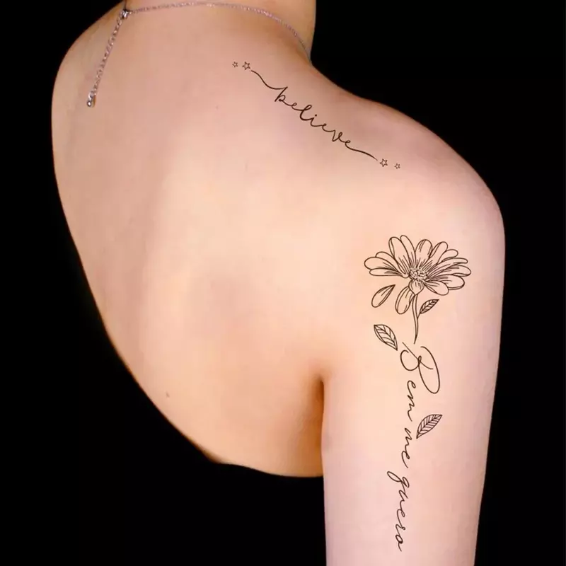 Stiker tato sekali pakai, stiker tato Herbal Semi permanen tahan air warna 30 pola tato aman tanpa rasa sakit seksi