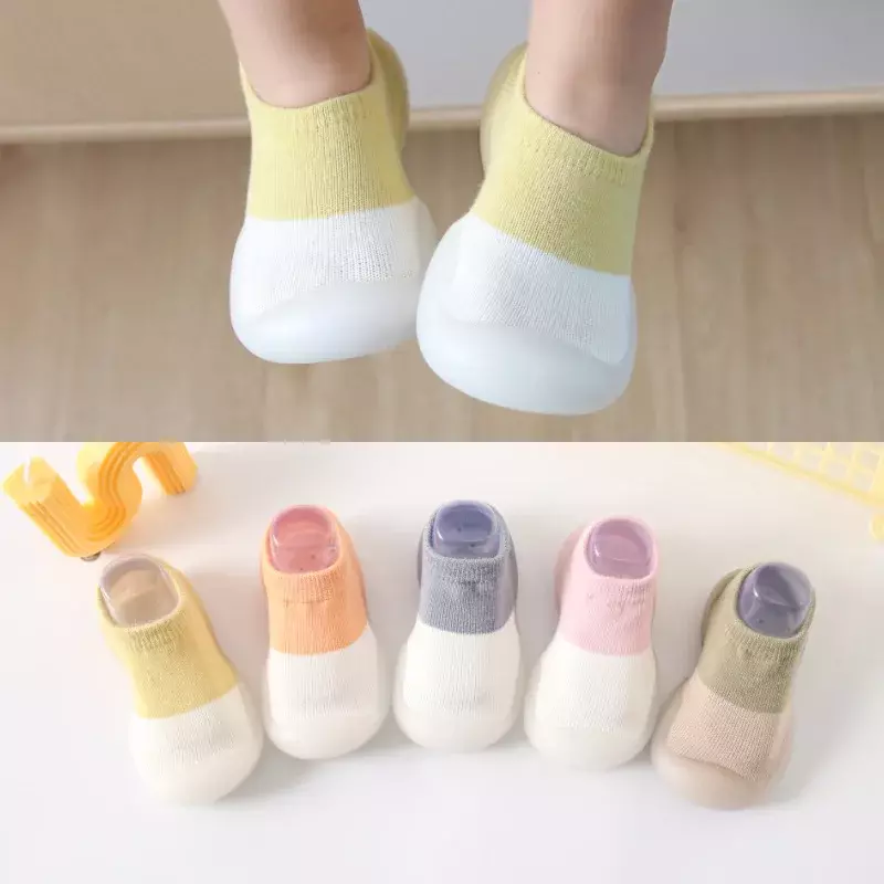 Zapatos de moda para bebé recién nacido, calcetines, primeros pasos, antideslizantes, suaves, de goma, 2024