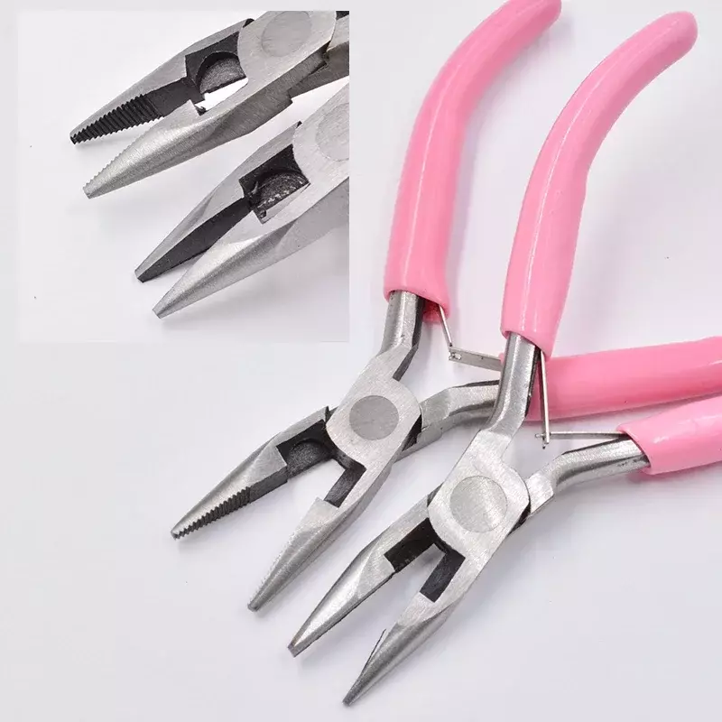 귀여운 핑크 컬러 핸들 미끄럼 방지 접합 및 고정 쥬얼리 펜치 도구 및 장비 키트, DIY 쥬얼리 액세서리 디자인