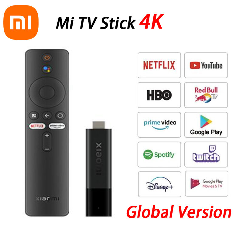 Global Version Xiaomi Mi TV Stick 4K Android TV 11 2GB RAM 8GB ROM Netflix Wifi Google Assistant Bluetooth 5.0 Smart TV Dongle