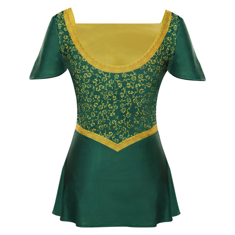 여성 공주 Fiona 코스프레, 여성 의상 수영복 드레스 반바지 의상, 할로윈 카니발 파티 의상, 녹색 옷
