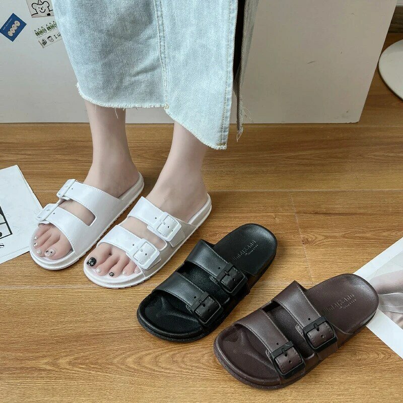 Модные Нескользящие водонепроницаемые повседневные тапочки на толстой подошве с пряжкой сандалии для женщин