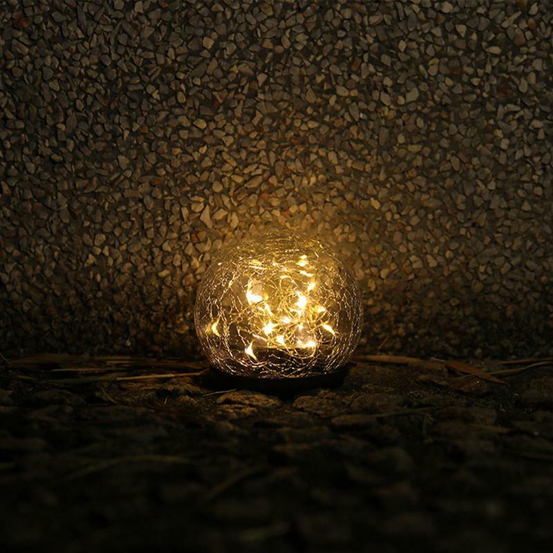 โคมไฟแก้วแอลอีดีทรงลูกบอลคริสตัล20ดวงสำหรับสวนกลางแจ้ง lampu tenaga Surya โลกพลังงานแสงอาทิตย์กันน้ำสำหรับสนามหญ้าในสวน