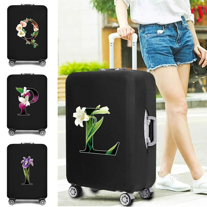 Capa de bagagem elástica mala de viagem trole capa de bagagem protetora 26 flor cor carta impresso moda acessórios de viagem