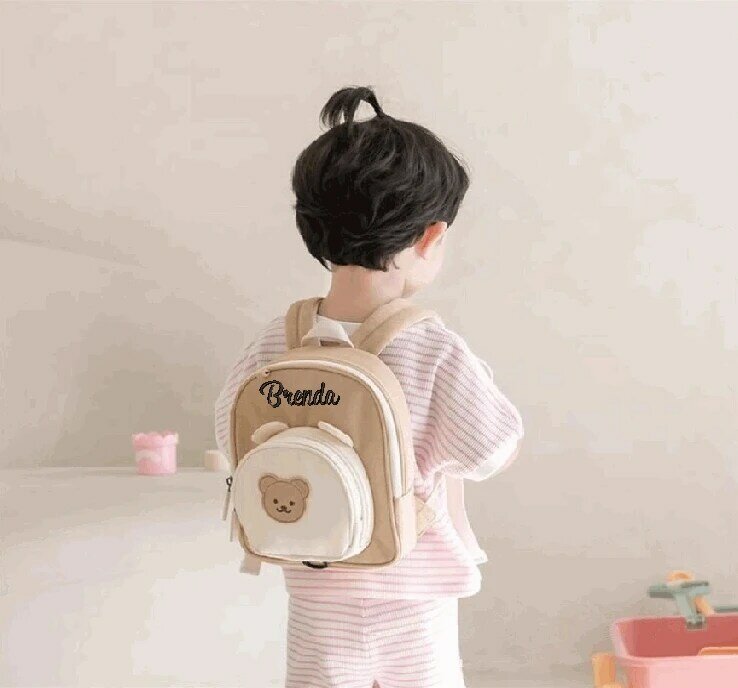 Mini trouxa personalizada do bordado, Schoolbag Anti-perdido, peso leve, bonito, jardim de infância, menino, bebê, criança