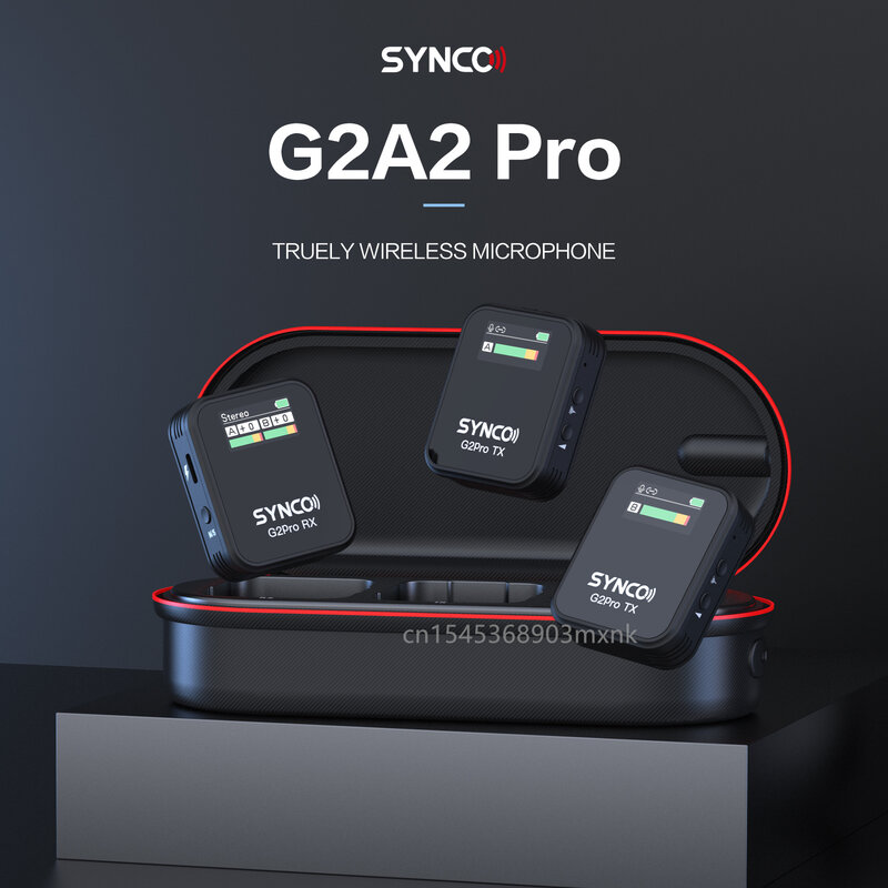 Sycno-G2 Pro A2 Pro MICRÓFONO INALÁMBRICO Lavalier, transmisor receptor, transmisión de 200m, micrófono profesional para grabación de vídeo en estudio