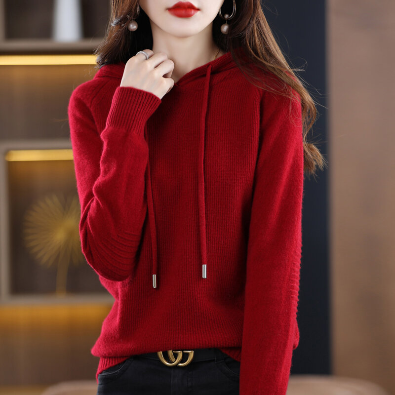순수한 울 루즈한 외국 스타일 긴팔 스웨터 여성용, 가을/겨울 패션 니트, 한국 버전