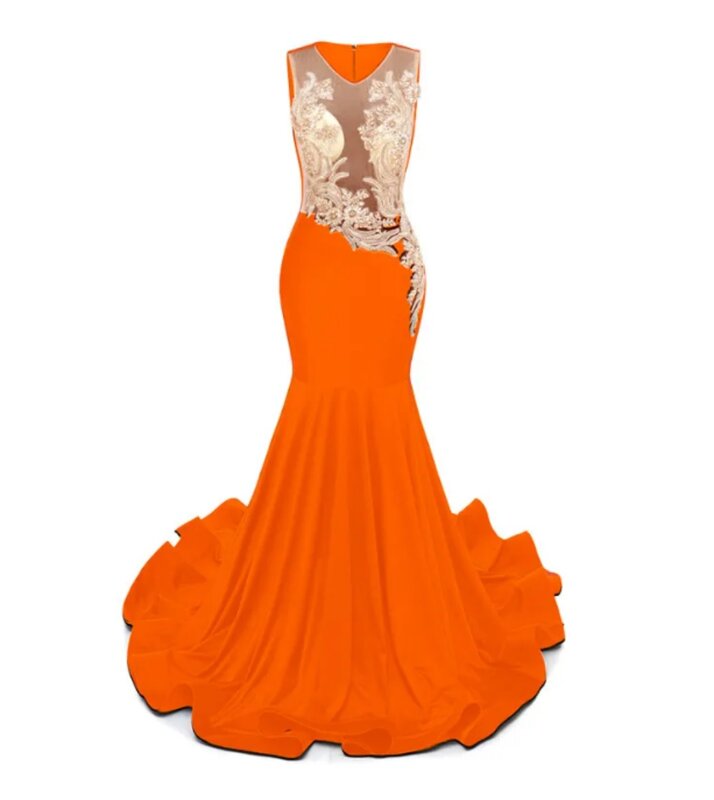 Женское вечернее платье-русалка, длинное оранжевое платье для выпускного вечера, без рукавов, цвет Королевский синий/бордовый, 2024