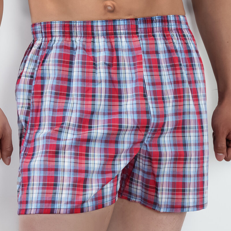 Mens Underwear Boxers Shorts Casual Cotton Sleep Underpants Plaid Comfortable Homewear Striped Beach Panties