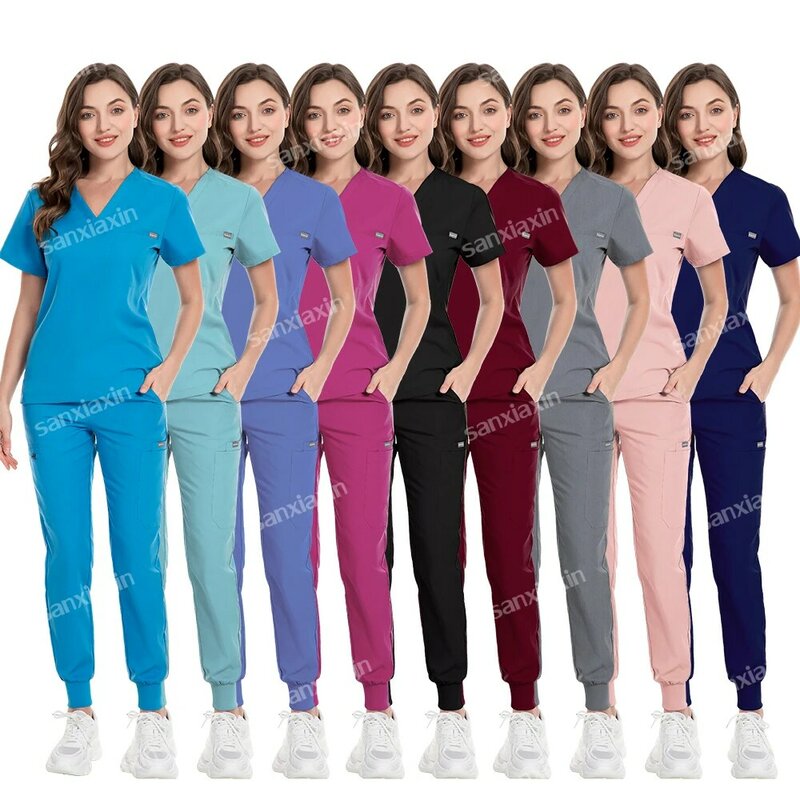 Многоцветная унисекс медицинская Униформа с коротким рукавом для медсестры, больницы, врачей, рабочая одежда, униформа для ротовой стоматологической хирургии, медицинские скрабы, наборы