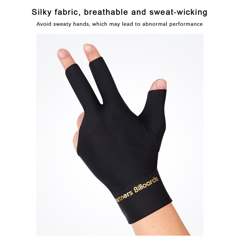 Men'S And Women'S Pure Cotton Single Left Hand Snooker Three Finger Breathable Gloves Anti-slip Supplies For Billiard Cues
