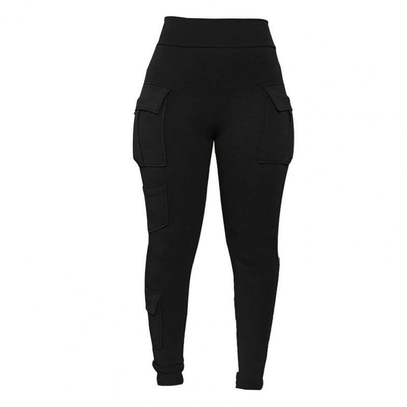 Women Trousers Solid Color Pants High Elastic Waist Women's Sports Sweatpants with Multi Pockets Soft Stretchy Fabric for Four
