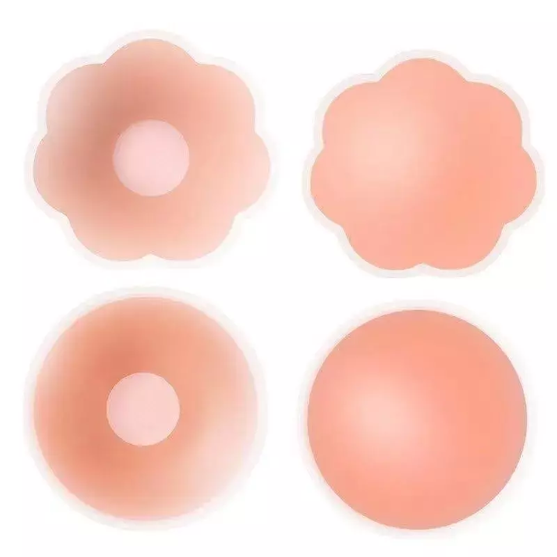 Auto-adesivo reutilizável mama adesivos para mulheres, silicone peito mamilo capas, Bare ombro lingerie acessórios, biquínis, 6pcs