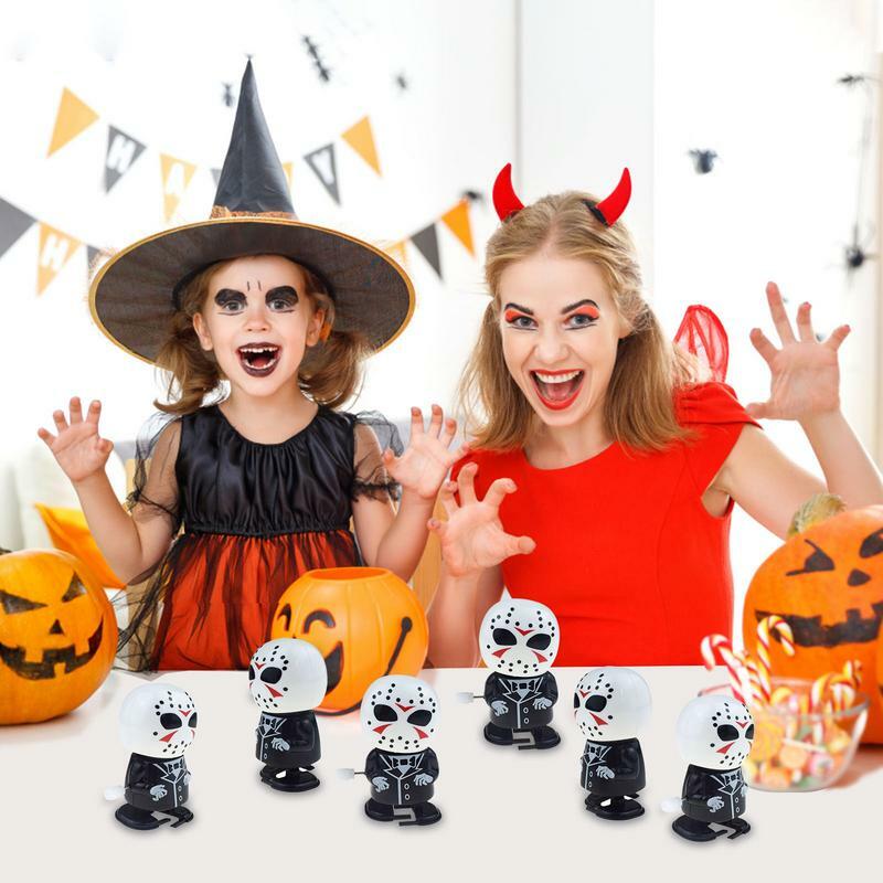 Mini Halloween Wind-Up Horror Brinquedos, Pequeno Fantasma Andante, Bonito, Multifuncional, Mecânico, 6Pcs