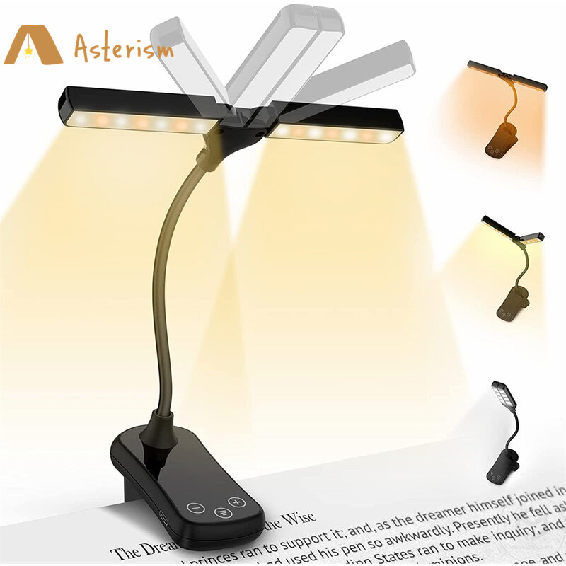 Rechargeable Book Light in Bed 2 Adjustable LED Clip-on Read Light Portable Book Reading Lamp Mini Night Light For Kids Bedroom