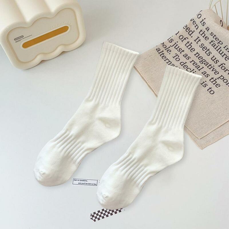 Men Socks Solid Color Socks Premium Unisex Sports Socks Knitted Mid-tube Ankle Protection Soft Elastic Anti-slip for Seasons