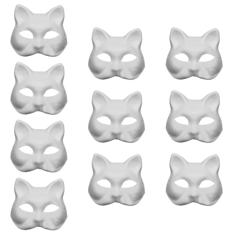 قناع القط الفينيسي الأبيض القابل للطلاء ، تأثيري ذاتي الصنع ، ورق وجه غير مطلي ، 10 رسم