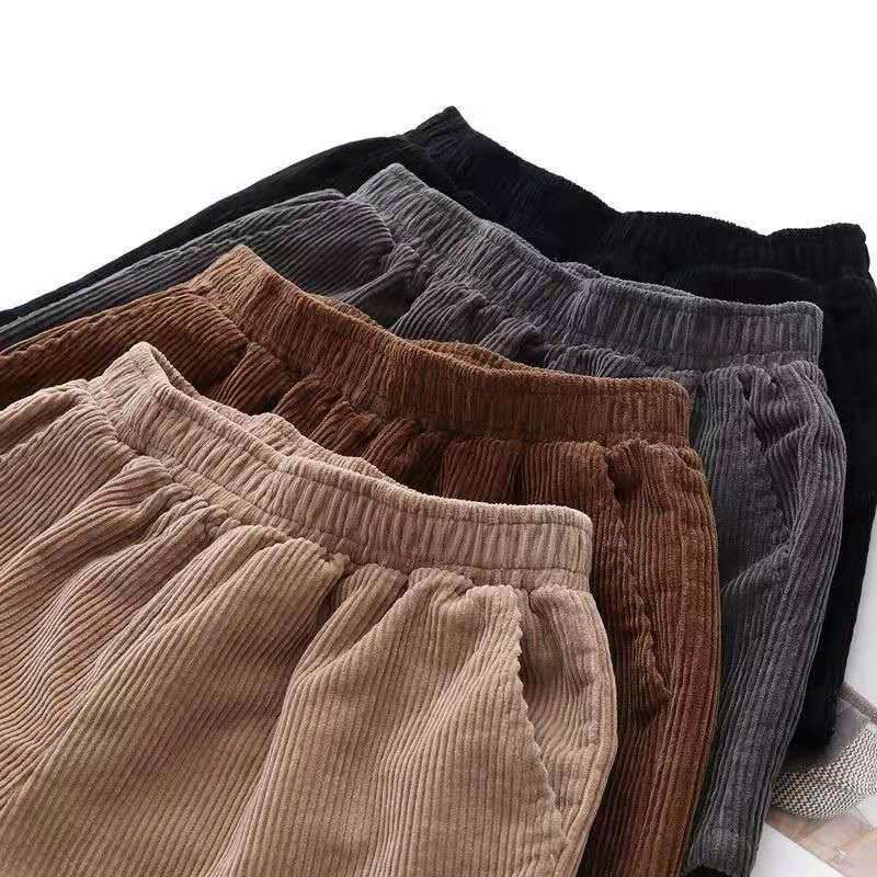 Pantalones holgados de PANA con entrepierna abierta para mujer, pantalón holgado de pana, Harajuku, marrón, de pierna ancha, ropa de calle de cintura alta