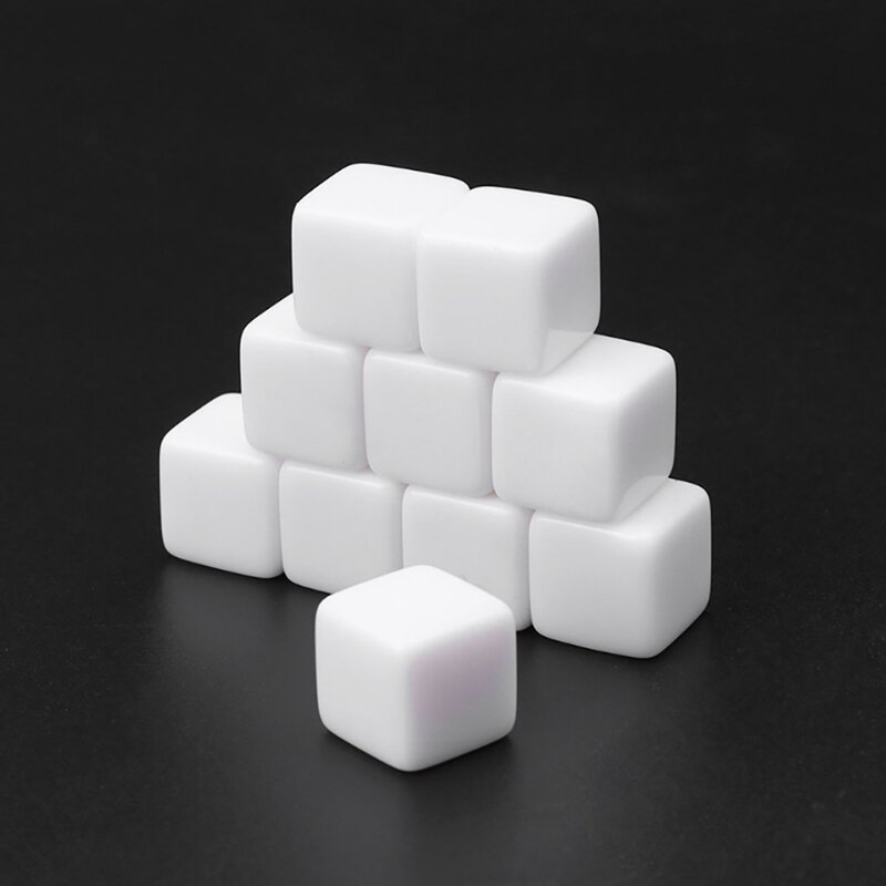Cubetti acrilici bianchi da 16MM dadi vuoti per giochi da tavolo, insegnamento del conteggio della matematica, creazione di dadi personalizzati con numeri dell'alfabeto, 48 pezzi