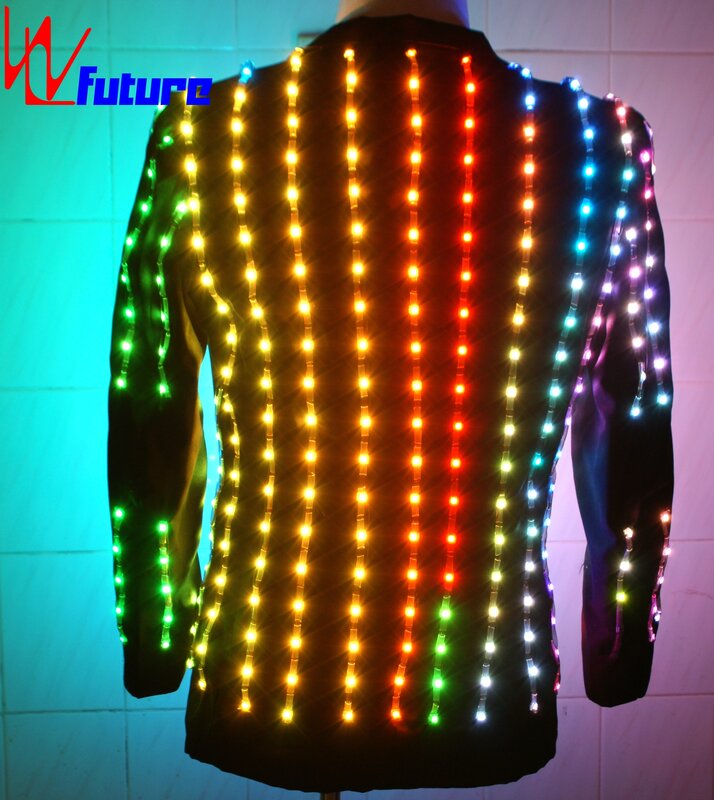 WL-019 Programmable LED Veste changement de documents Vêtements LED brevCostumes performance porter LED Costumes trajes de LED Veste