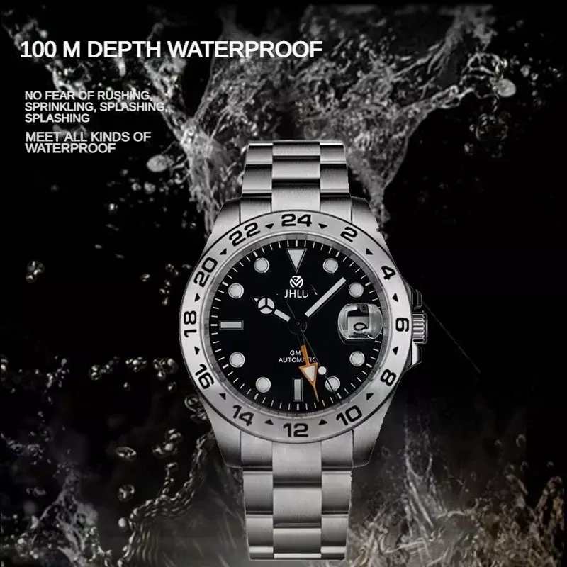 Nowy zegarek JHLU GMT dla Pagani Design męskie automatyczny zegarek mechaniczny 42mm szafirowy wodoodporny zegarek ze stali nierdzewnej Reloj Hombre