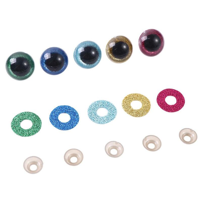 Ojos de seguridad de plástico de felpa con purpurina 3D, 10 piezas, para juguetes, Amigurumi, ojos para muñecas, mezcla de animales, 14/16/18/20/22mm