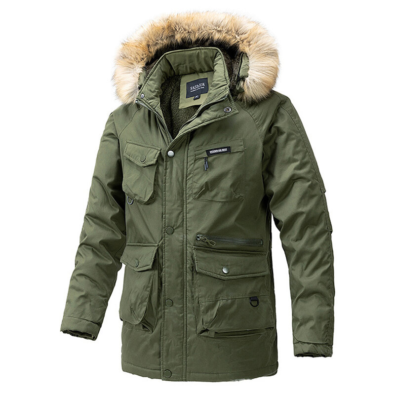 Зимняя мужская куртка, утепленные флисовые куртки, Мужская Уличная одежда, ветровка, парки, пальто со съемным капюшоном, мужская одежда с хлопковой подкладкой