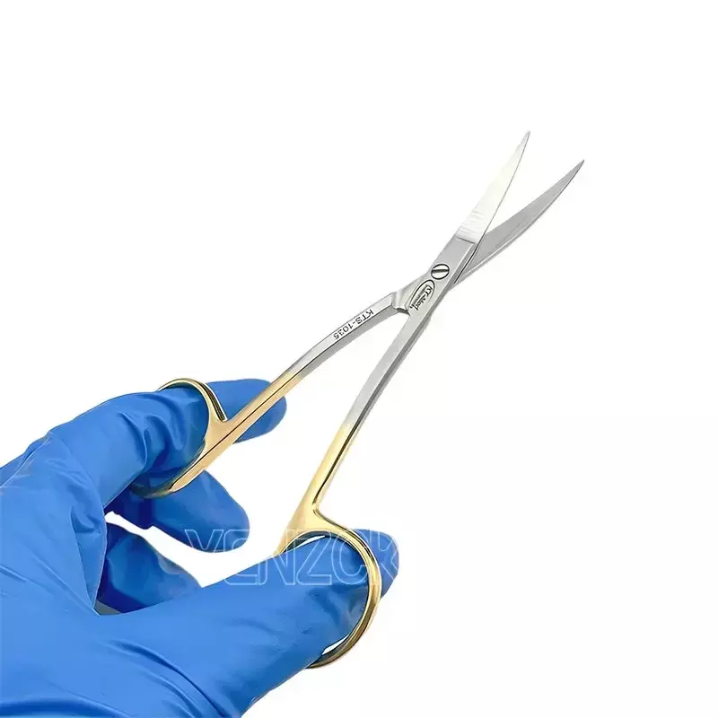 Alat Bedah Gigi Medis Gunting Lengkung Tunggal/Ganda Besi Tahan Karat Gigi Tahan Lama