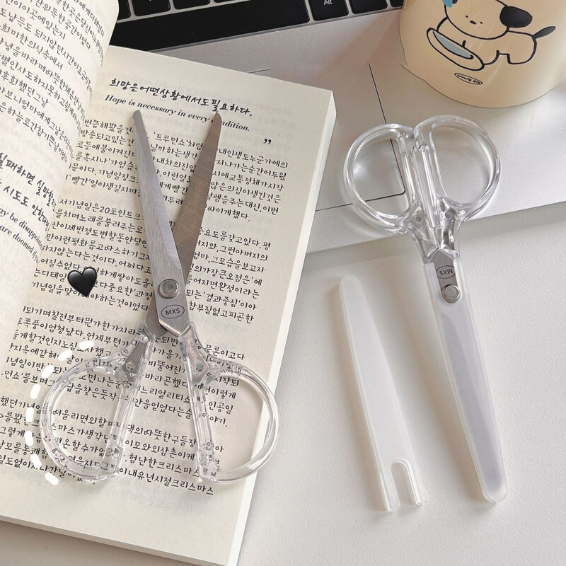 Simples transparente tesoura leve portátil faca de corte estudante escritório multi-funcional mão conta ferramenta de corte suprimentos