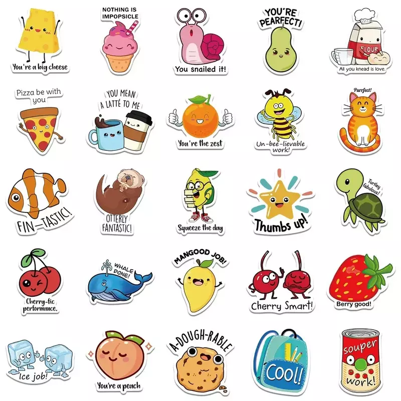 50Pcs Cute Cartoon Reward Sticker insegnante incoraggiamento studente cancelleria Sticker valigie telefoni adesivo decorativo