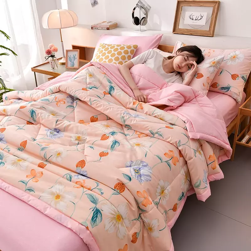 Cobertor macio do condicionador de ar, cobertor xadrez confortável, cobertor simples e duplo, colcha fofa, verão